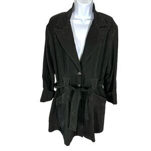 Missoni Vintage Black Button Down Belted‎ Trench Jacket Women’s Size Large